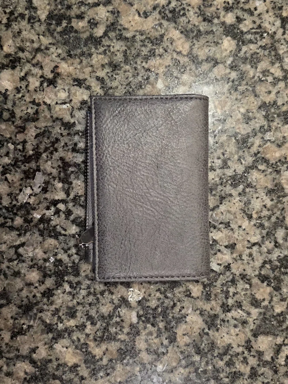 Men's Gray Leather Zip Card Wallet